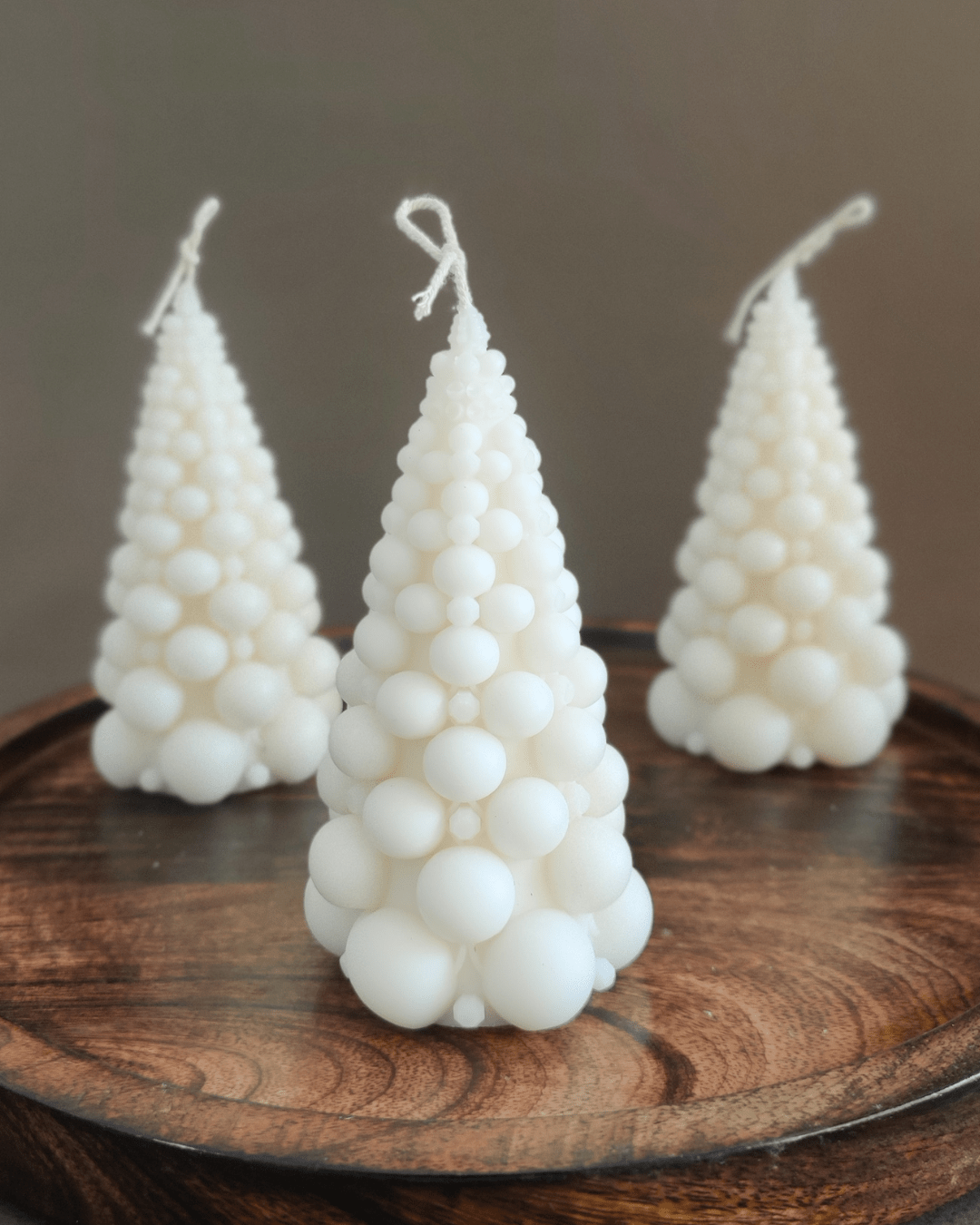 Soy Wax Bubble Christmas Tree Candle, Green & White Variations, Hand - Poured Holiday Gifting - Suspire
