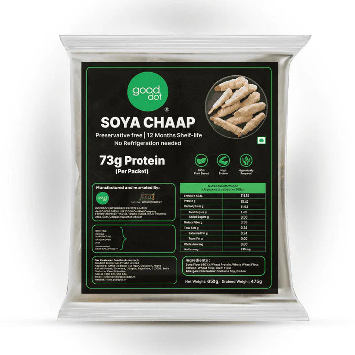 GoodDot Soya Chaap 650g | Plant-Based Vegetarian Soya Chaap