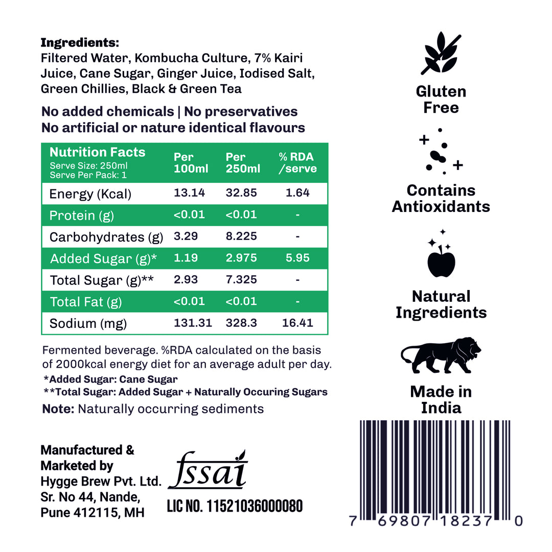 Umami Brew Spiced Kairi Sparkling Kombucha (Pack of 6)