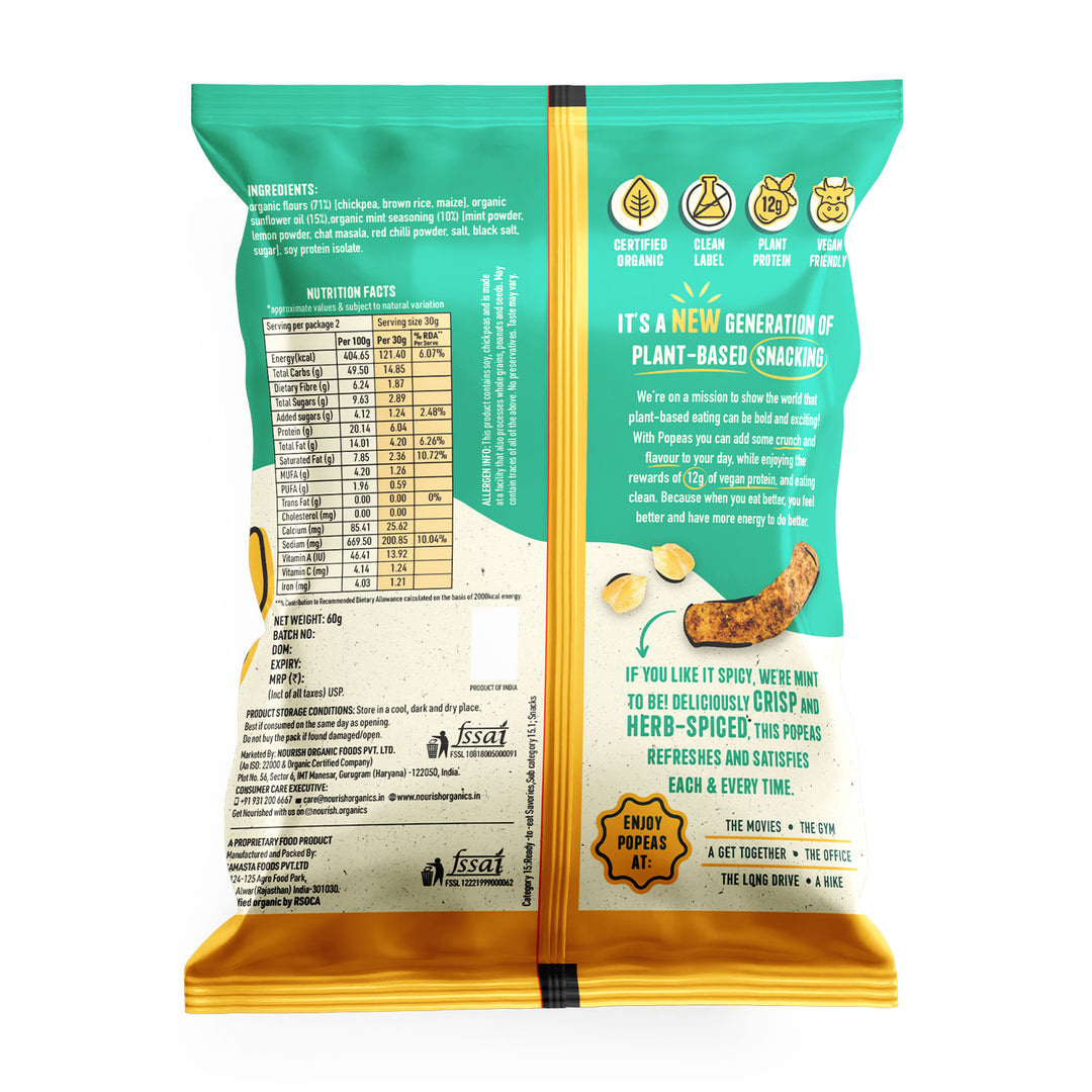 Nourish Organics Chickpea Puffs | SPICY MINT (Pack x 4)