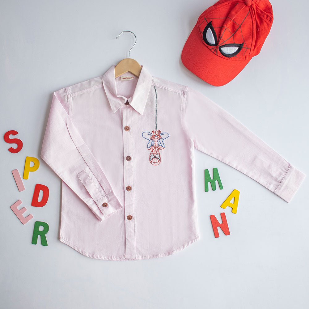 Spidey Embroidered Shirt - Light Pink - Suspire