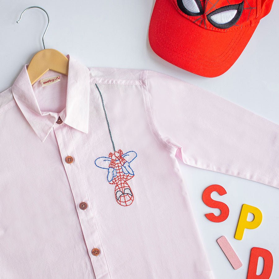 Spidey Embroidered Shirt - Light Pink - Suspire