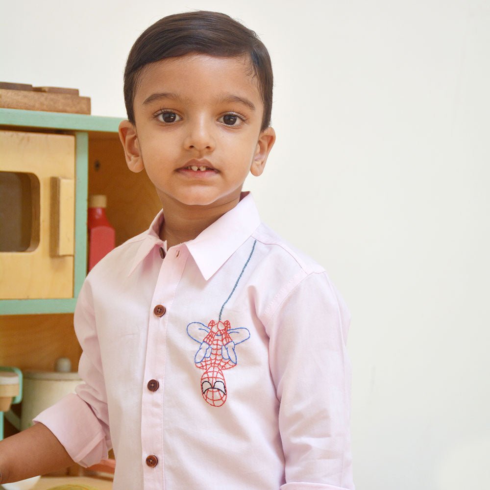 Spidey Embroidered Shirt - Light Pink - Suspire