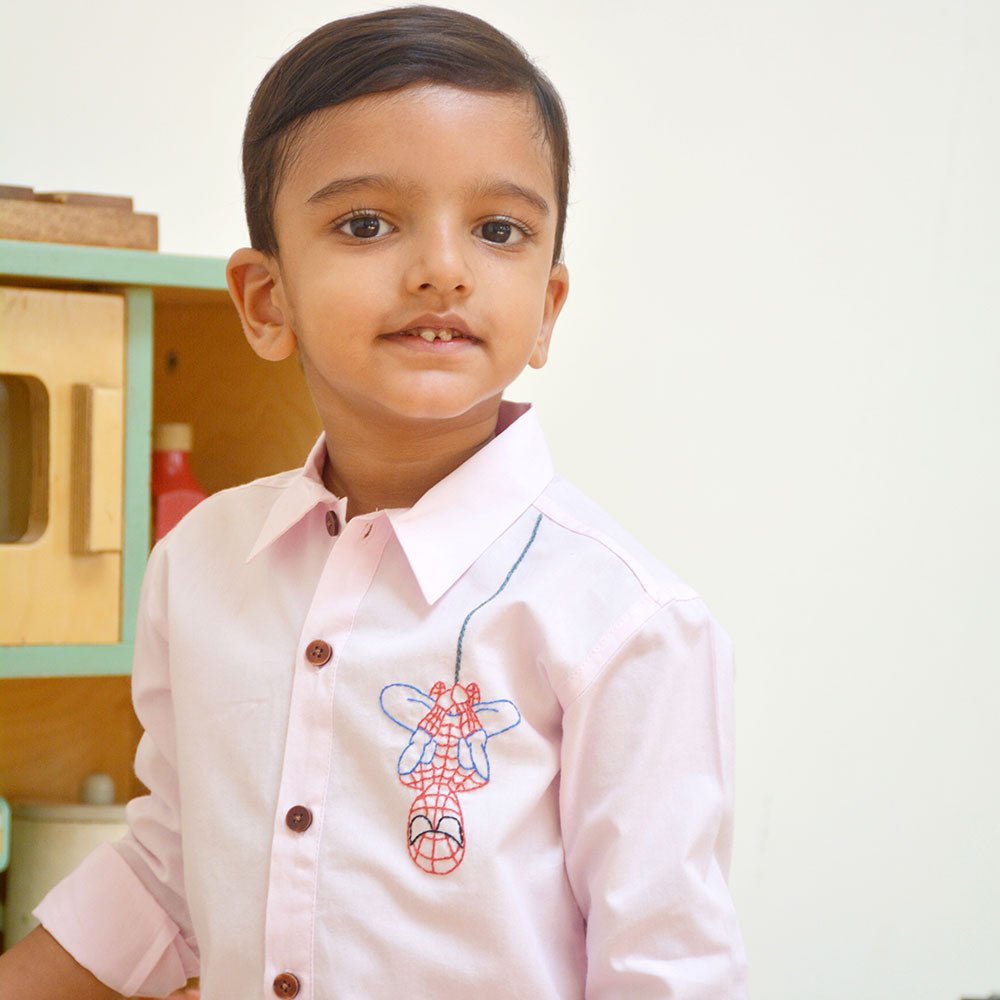 Spidey Embroidered Shirt - Light Pink - Suspire