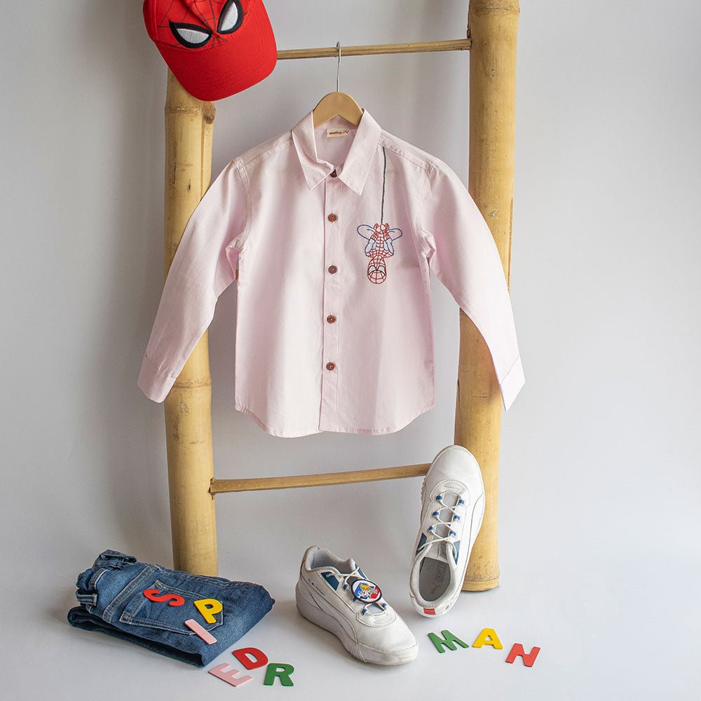 Spidey Embroidered Shirt - Light Pink - Suspire