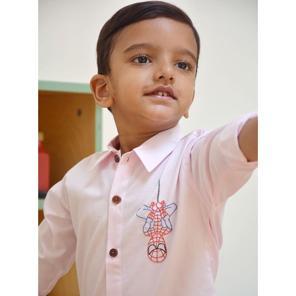Spidey Embroidered Shirt - Light Pink - Suspire