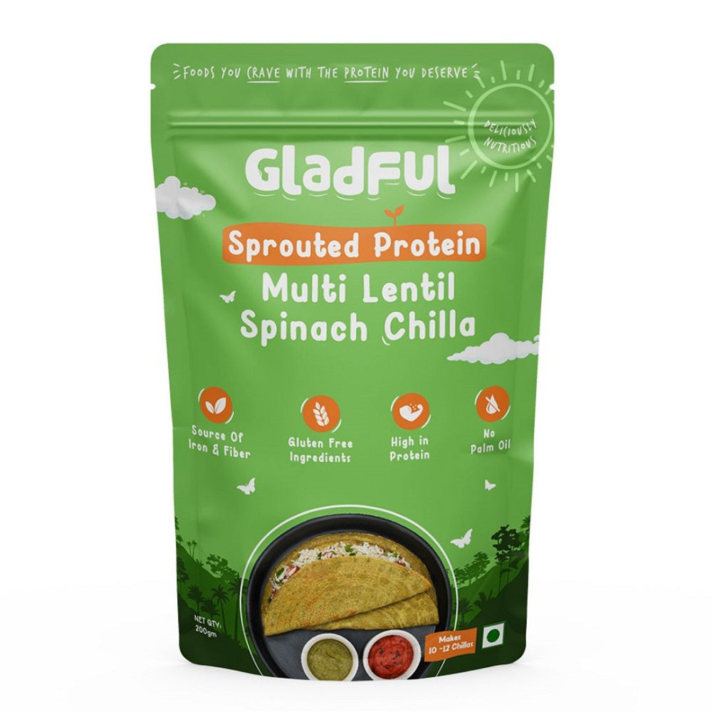 Sprouted chilla spinach multi lentil instant mix - pack of 1 - 200 gms