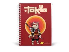 Samurai Cat Peekaboo Notebook - A5 Size Wiro Spiral Binding