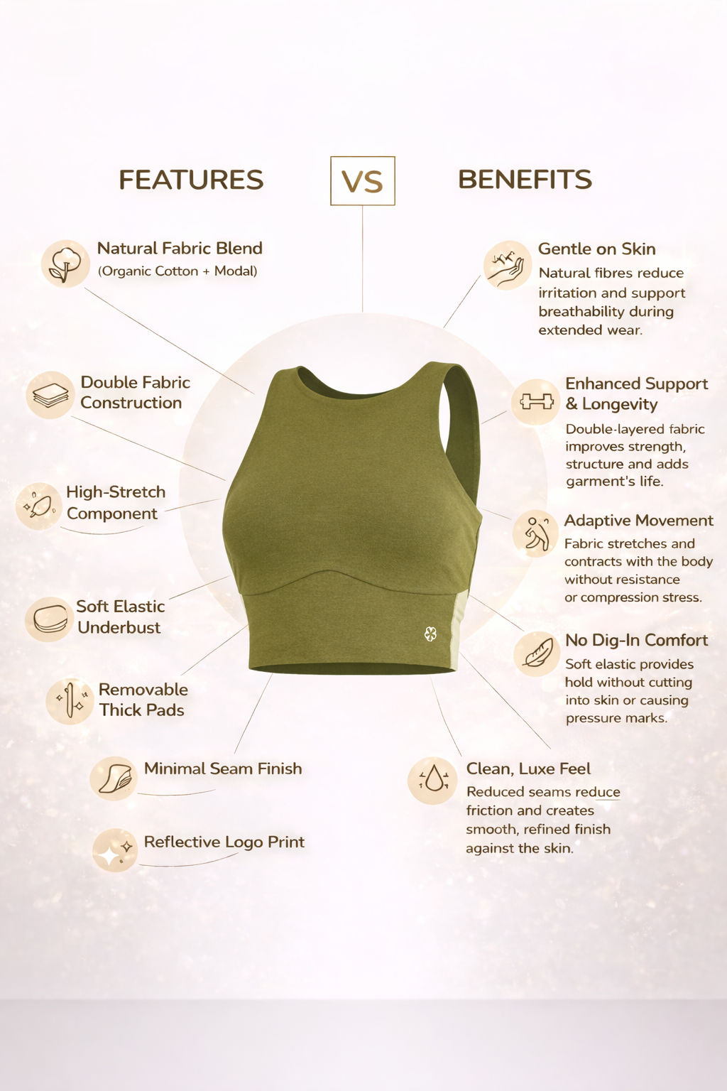 Elope Organic Cotton Modal Padded Yoga Bra Top