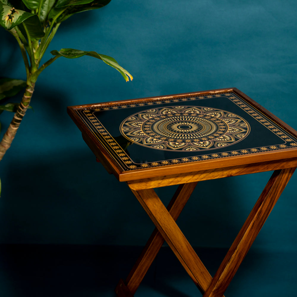 BambaiSe Gold Square Folding Table