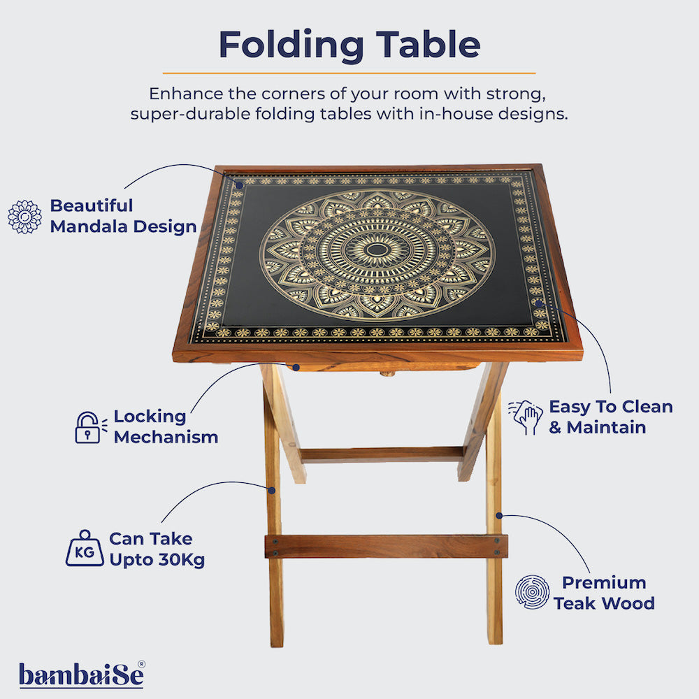 BambaiSe Gold Square Folding Table