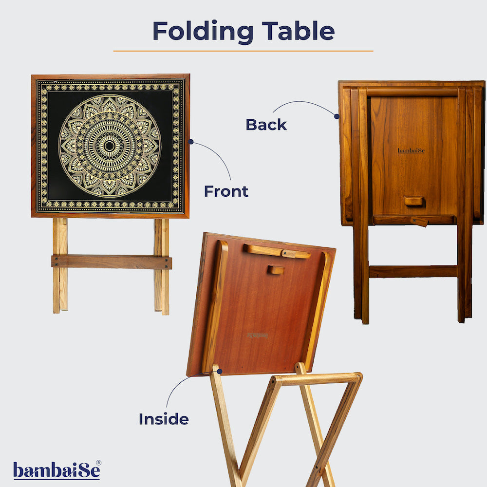 BambaiSe Gold Square Folding Table