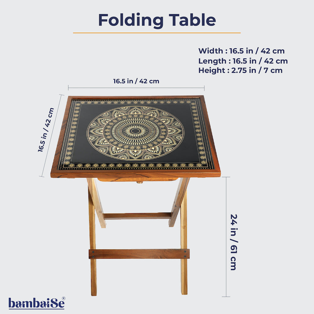 BambaiSe Gold Square Folding Table