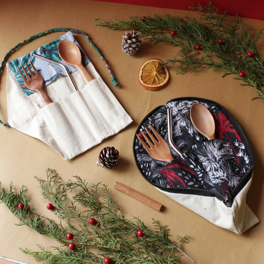 Bare Necessities Bare Upcycled Pouches with Reusable Cutlery and Straw