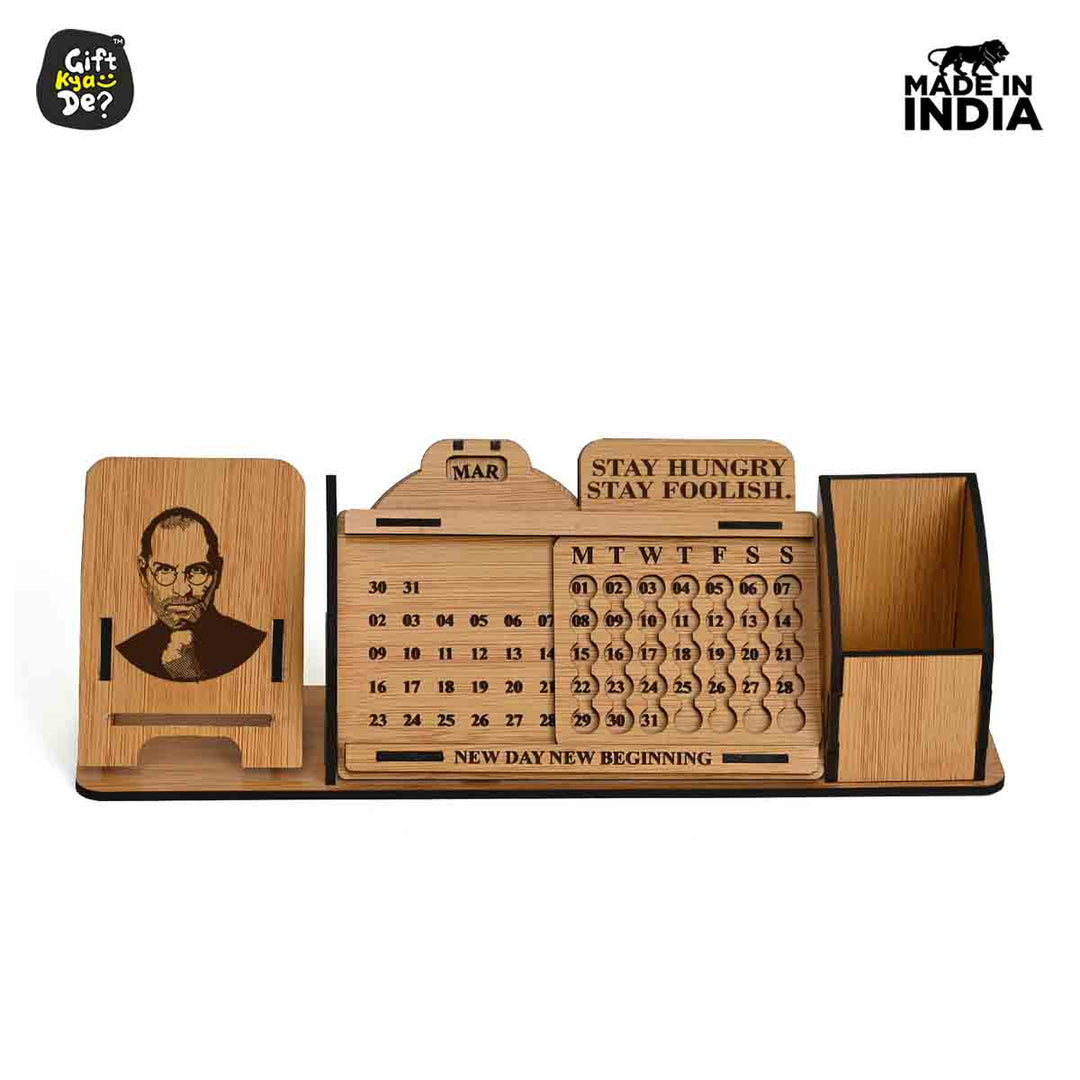 Gift Kya De Lifetime Calendar With Desk Organizer and Mobile Stand | Desk Calendar | Mobile Accessories