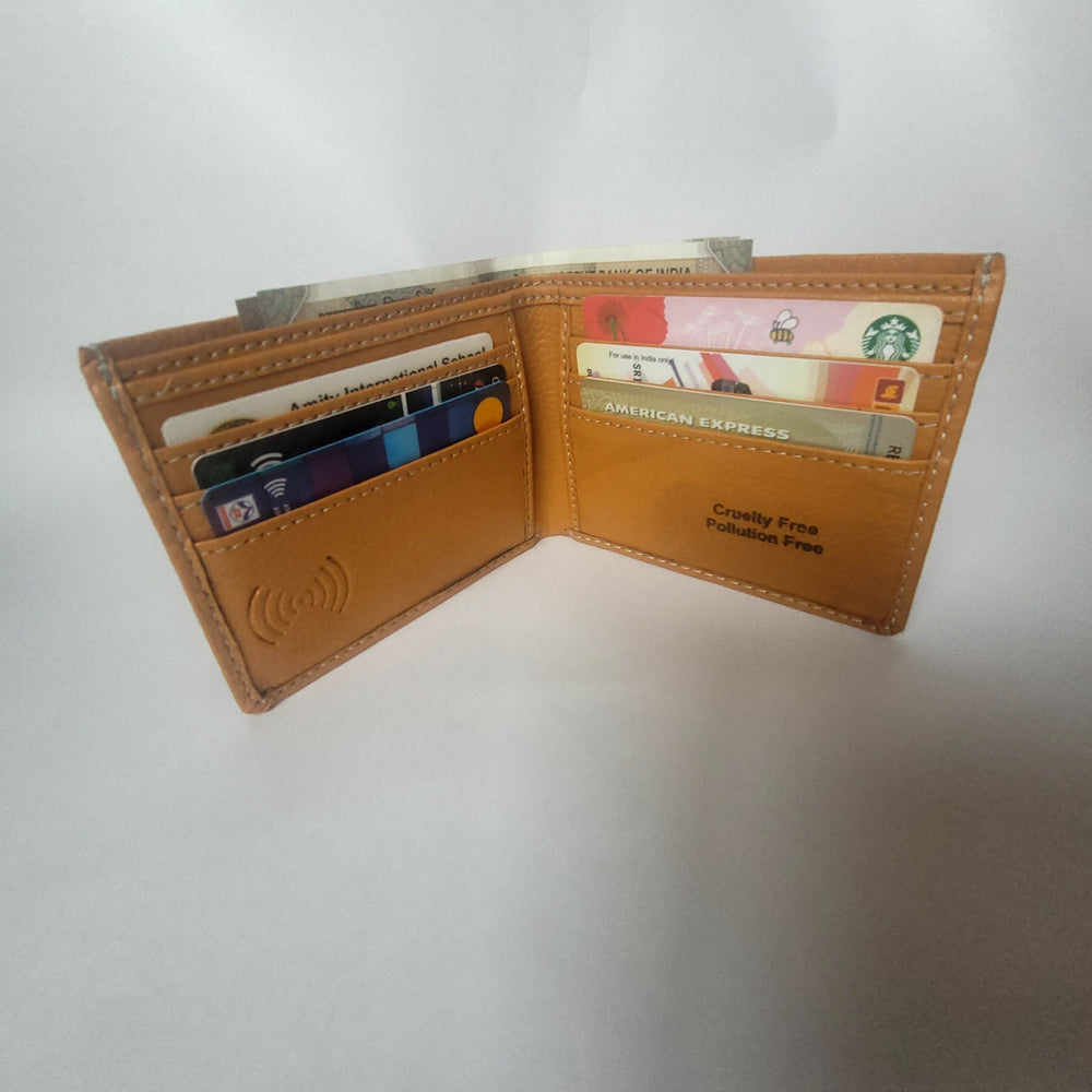 SriJeevanam's Kae Men Tan Vegan RFID Wallet – Sleek Plant-Based Leather-Free Wallet