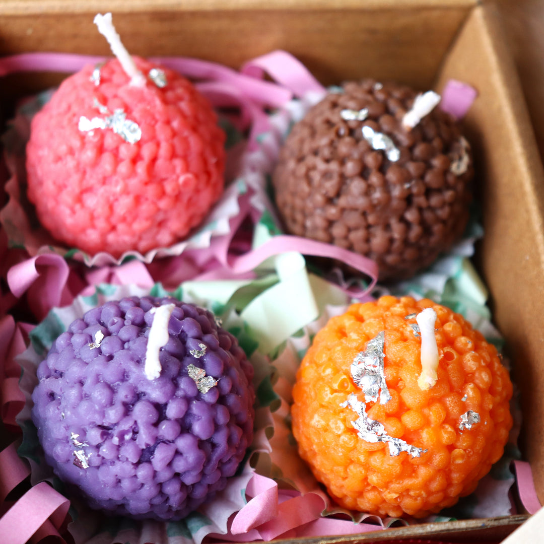Soul Shoppr Motichoor Laddoo Candles - Gift Hamper of 4 | 4 Flavours and Fragrances