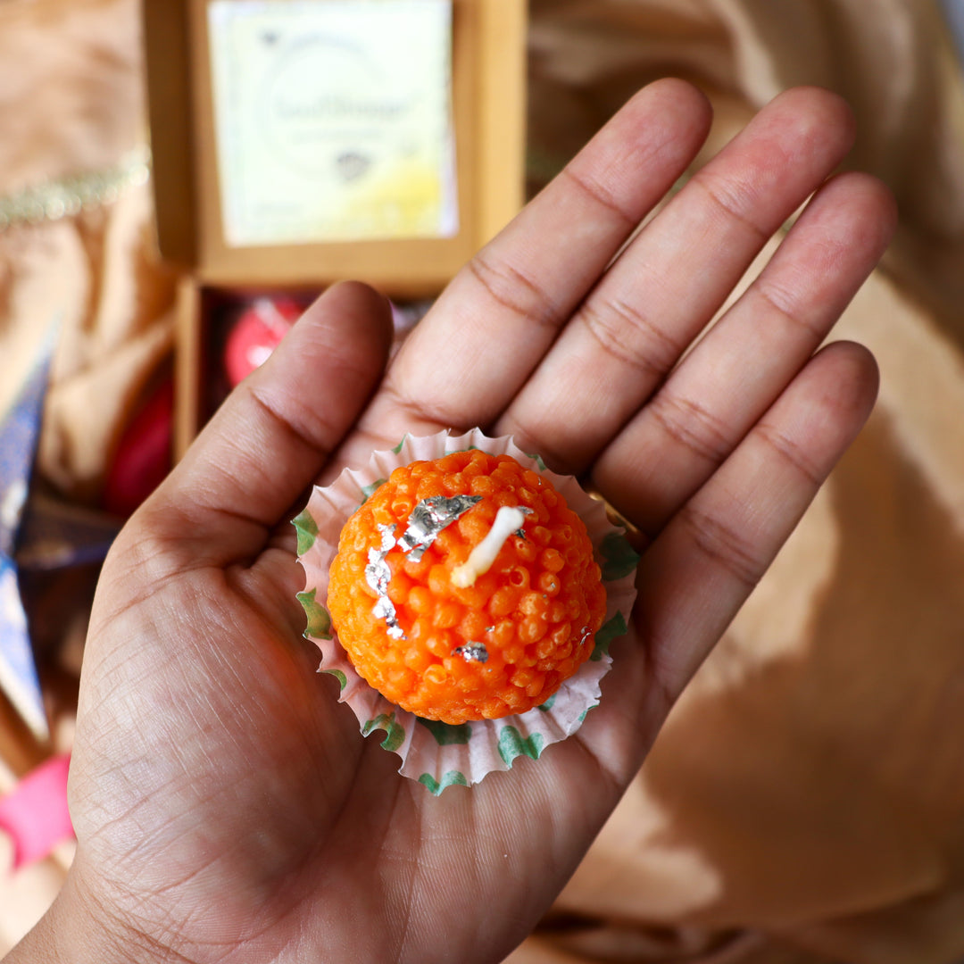 Soul Shoppr Motichoor Laddoo Candles - Gift Hamper of 4 | 4 Flavours and Fragrances