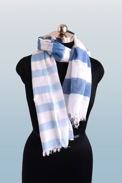 Cool Ombre Blues Unisex Linen Stole