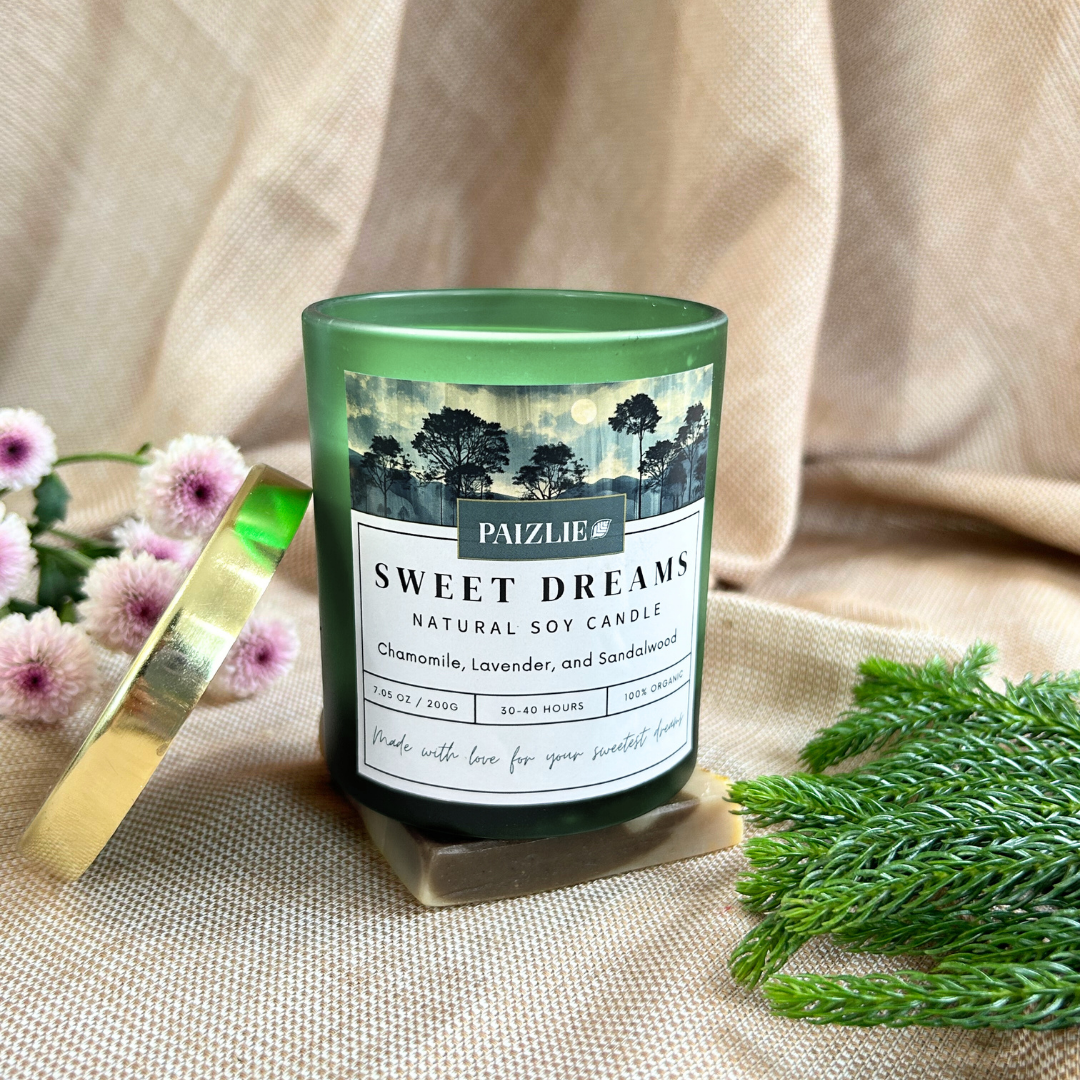 Paizlie Sweet Dreams Scented Candle | Soy Wax, Chamomile, Lavender & Sandalwood