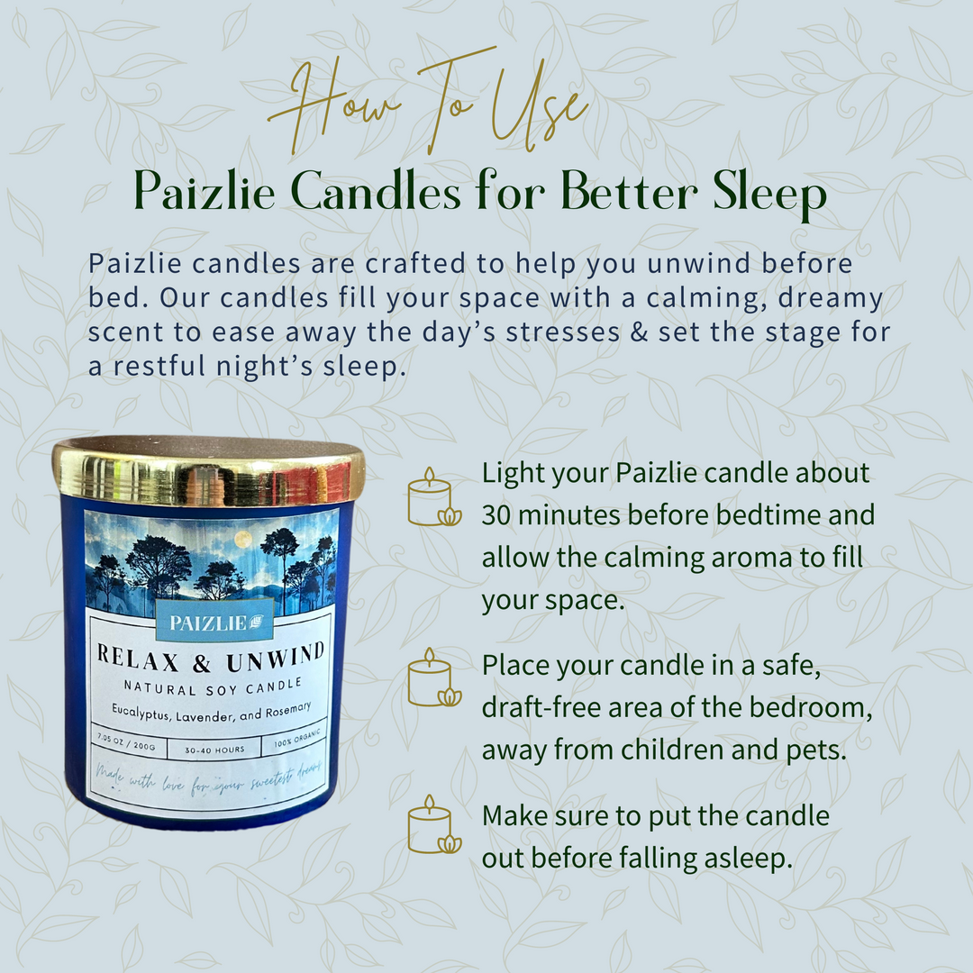 Paizlie Relax & Unwind Scented Candle | Handmade with Pure Soy Wax | Organic Essential Oils of Eucalyptus, Rosemary & Lavender