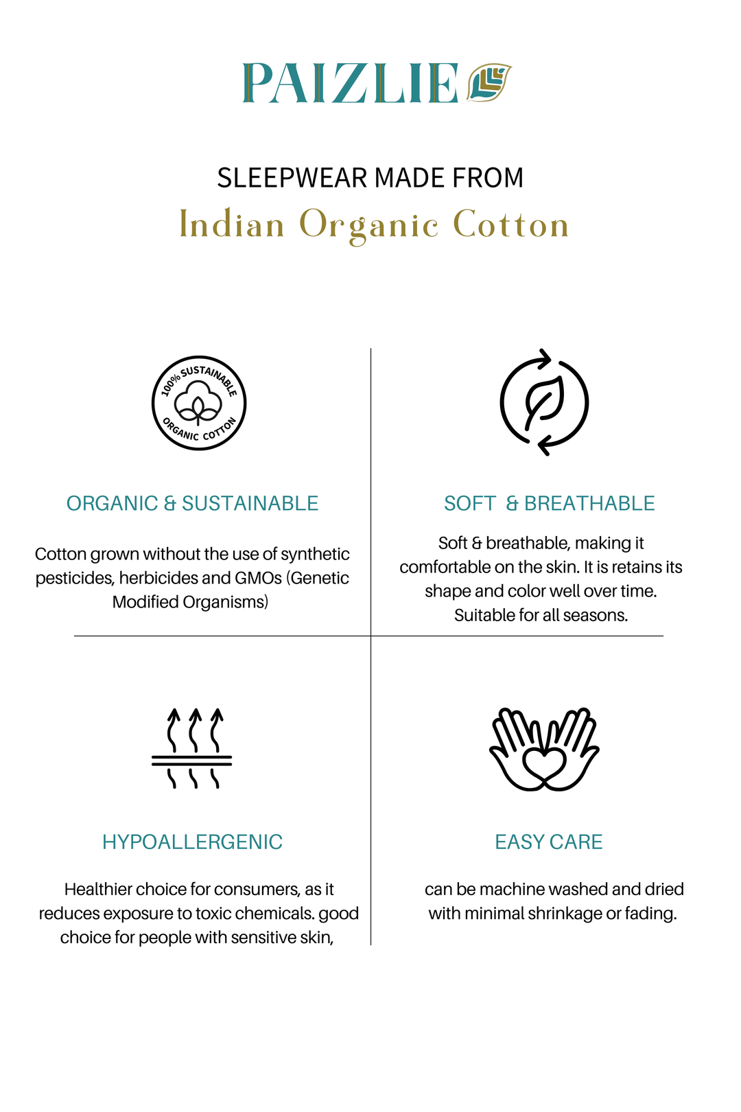 Paizlie Olive Ease Sleepwear | 100% Poplin Organic Cotton | Men&