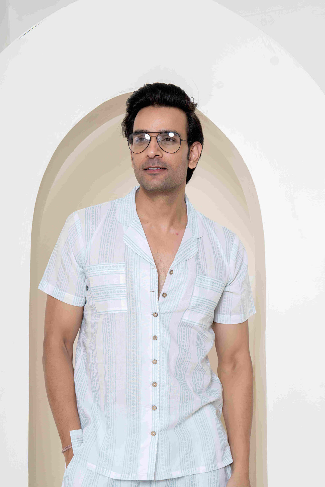 Paizlie 100% Cambric Cotton Azure Skyscape Men&