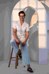 Paizlie 100% Cambric Cotton Azure Skyscape Men's Sleepwear