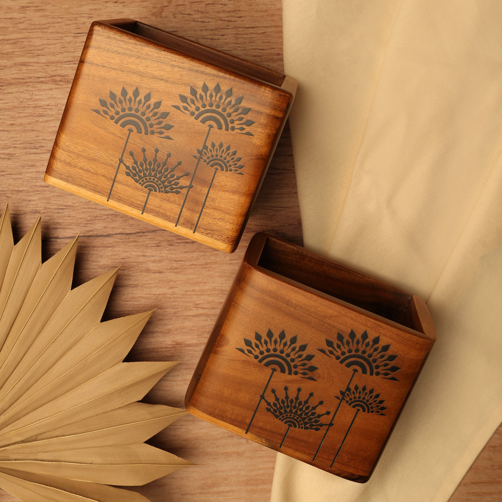 BambaiSe Compact Spoon Holder Cotton Teak