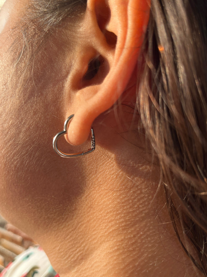 Sterling Silver Heart Hoops - Suspire