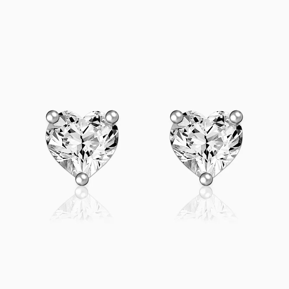 Sterling Silver Heart Solitare Studs - Suspire