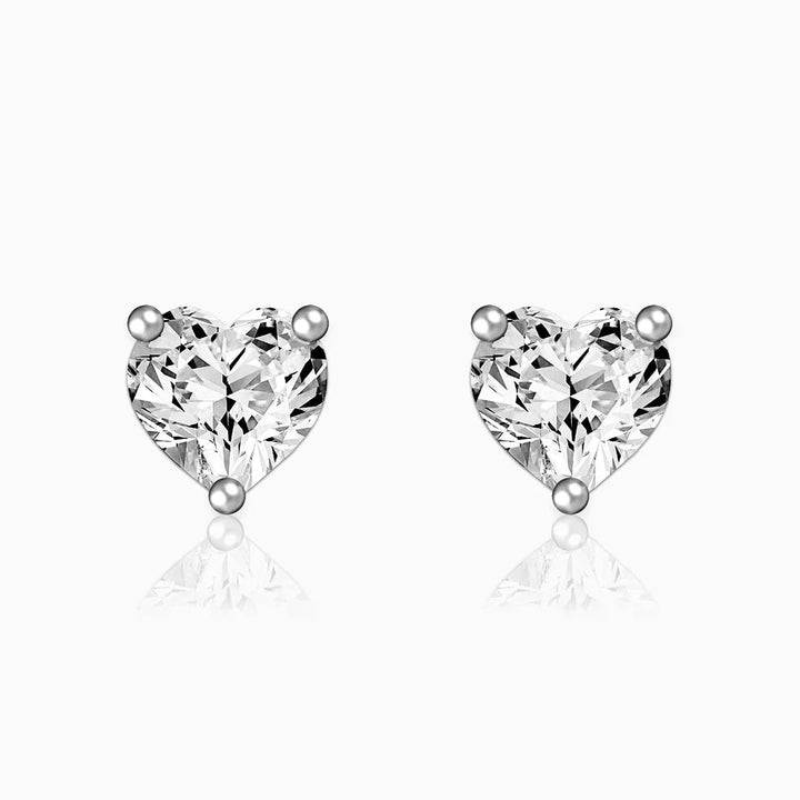 Sterling Silver Heart Solitare Studs - Suspire