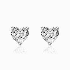 Sterling Silver Heart Solitare Studs