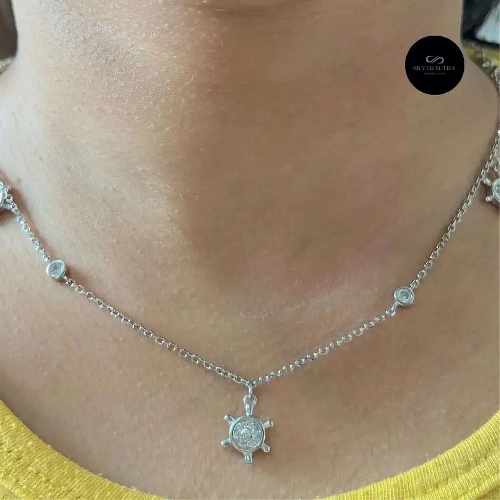 Sterling Silver Necklace cum Anklet with Helm Charms - Suspire