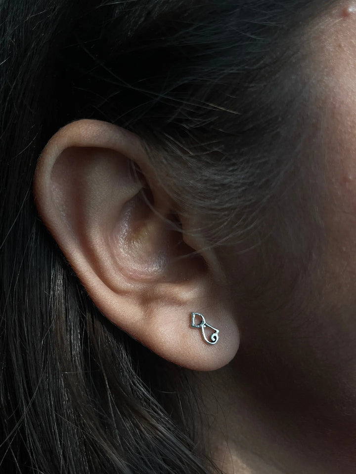 Sterling Silvery Cat Earrings For Her - Suspire