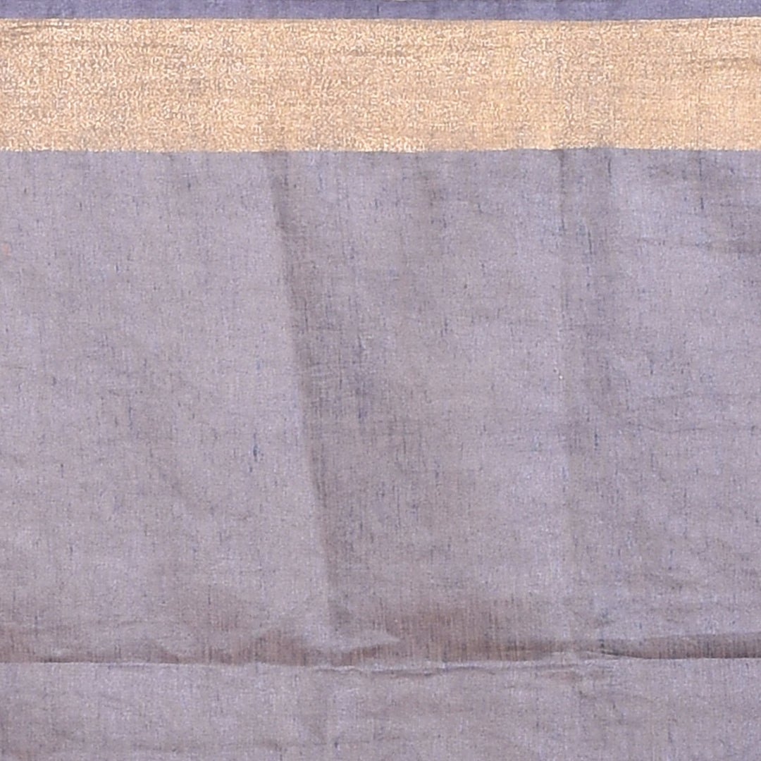 Stotra Grey Paisley Design Embroidered Linen Saree - Suspire