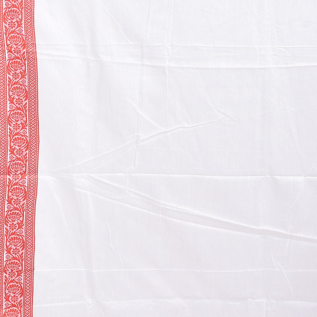 Stotra Red & White Linen Saree - Suspire