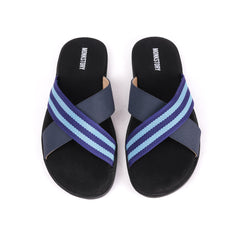 Monkstory Blue Striped Strap Sandals - Black and Grey