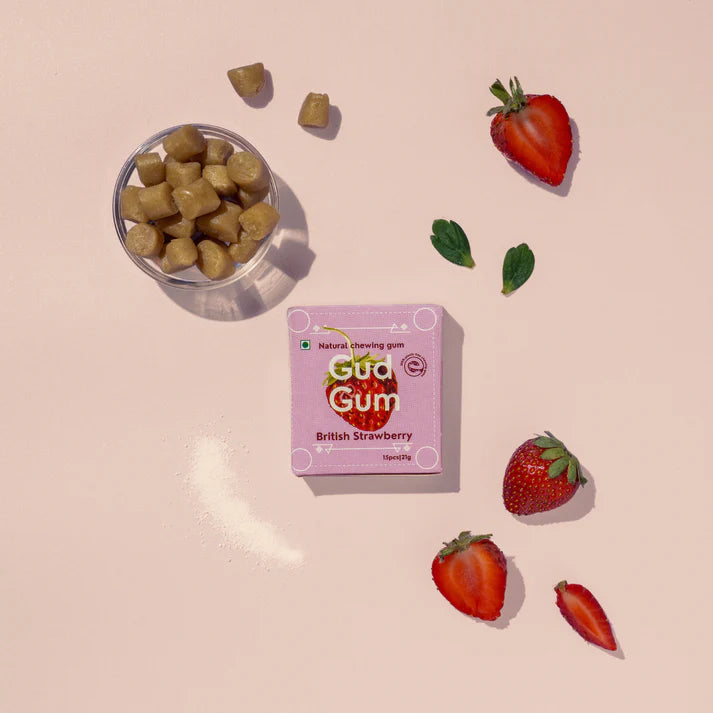Gud Gum Strawberry Chewing Gum- Pack of 4