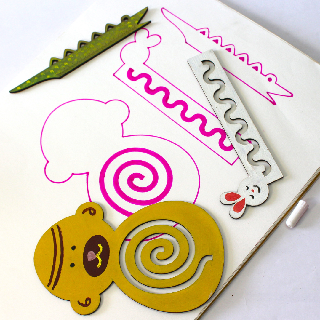 Taali Stationery Stencil Set - Set of 4 (3 Stencils, 1 paper pencil)