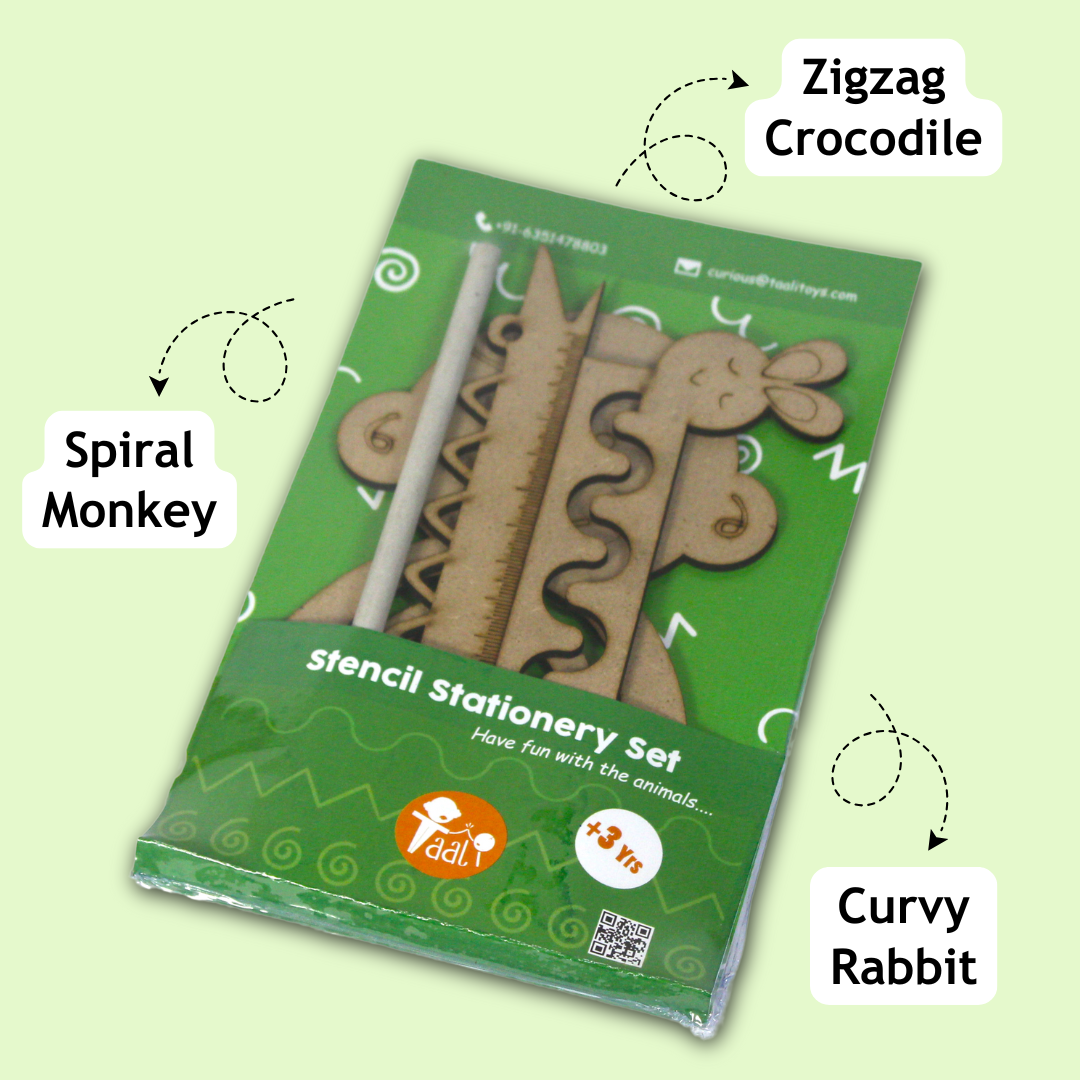 Taali Stationery Stencil Set - Set of 4 (3 Stencils, 1 paper pencil)