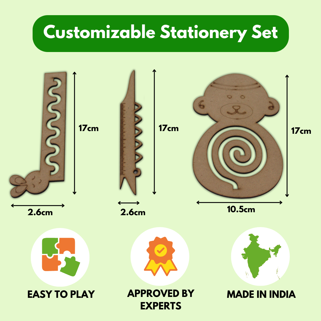 Taali Stationery Stencil Set - Set of 4 (3 Stencils, 1 paper pencil)