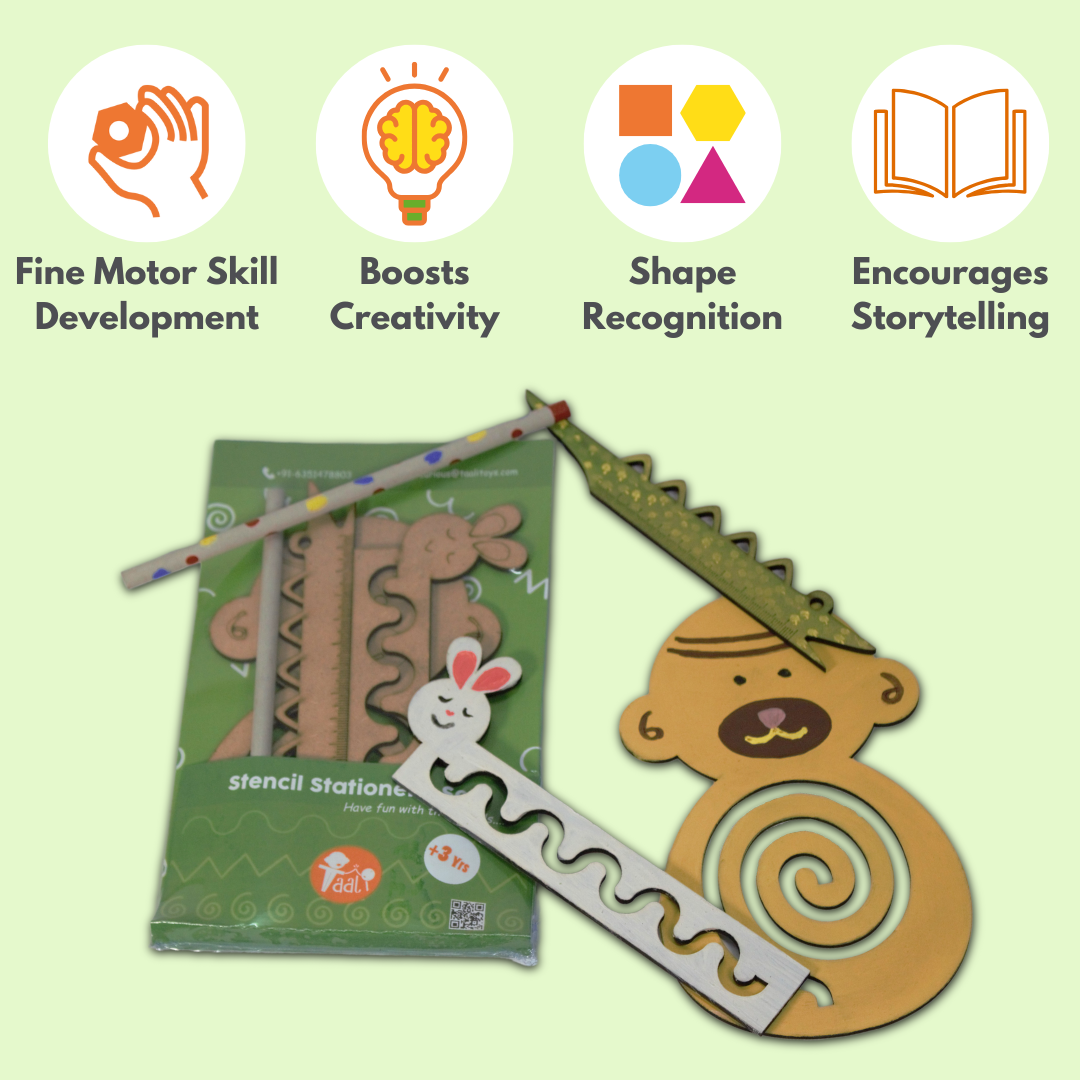 Taali Stationery Stencil Set - Set of 4 (3 Stencils, 1 paper pencil)