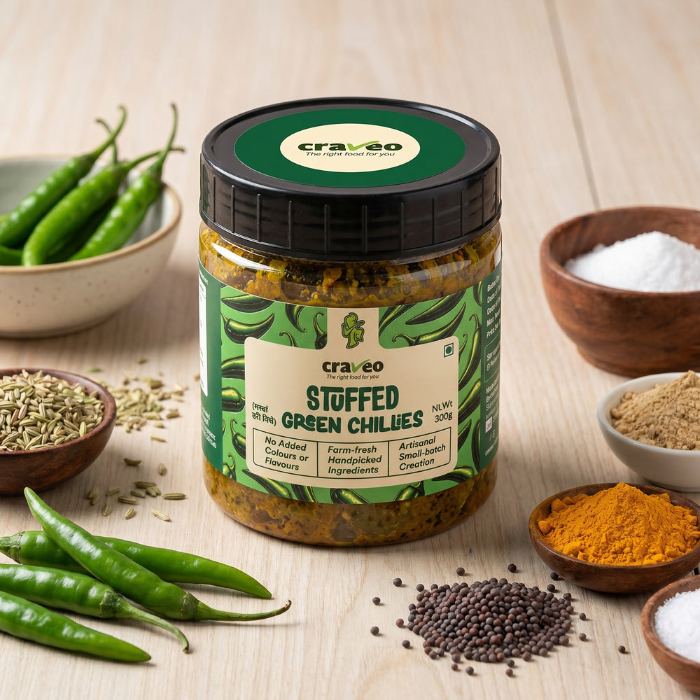 Craveo Stuffed Green Chilli Pickle