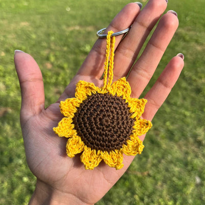 P Palettes Sunflower Keychain, handmade, gifting, crochet