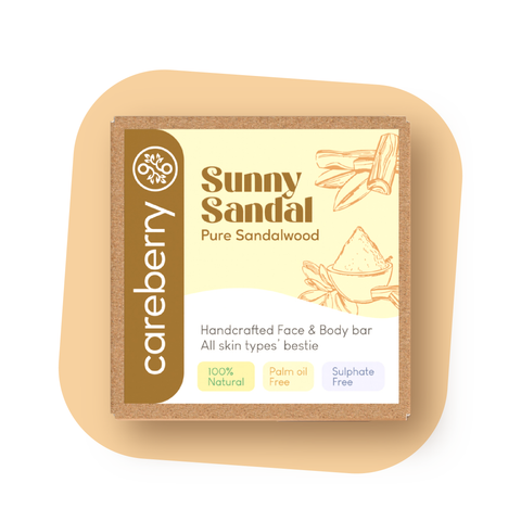 Careberry 's Sunny Sandal Brightening Handcrafted Face & Body Bar | Illuminate with Sandalwood Secrets 100gm
