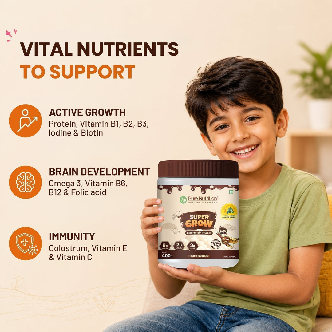 Super Grow Kids Protein Powder – Chocolate | Supports Growth & Development |400g