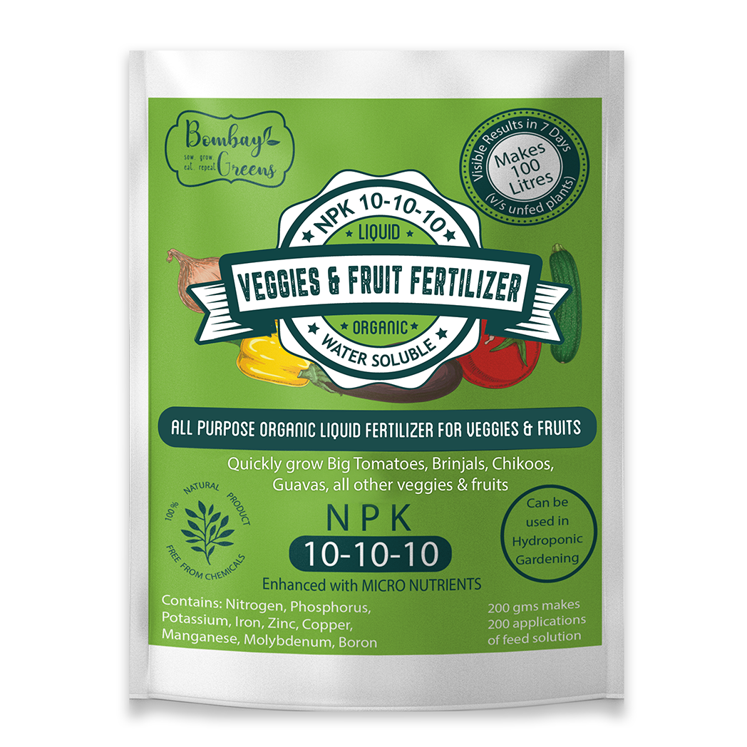 Bombay Greens Liquid Organic Fertilizer for Vegetables & Fruits - NPK (10-10-10) - 200 Grams