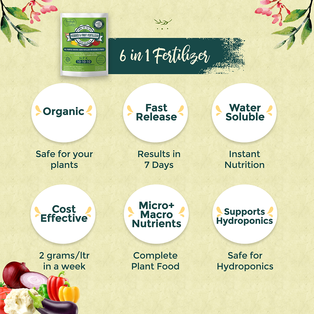 Bombay Greens Liquid Organic Fertilizer for Vegetables & Fruits - NPK (10-10-10) - 200 Grams