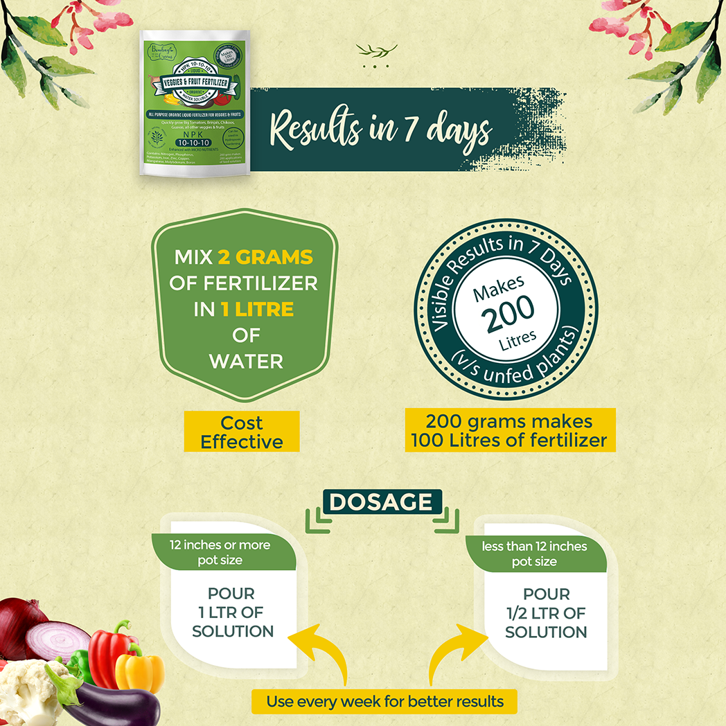 Bombay Greens Liquid Organic Fertilizer for Vegetables & Fruits - NPK (10-10-10) - 200 Grams